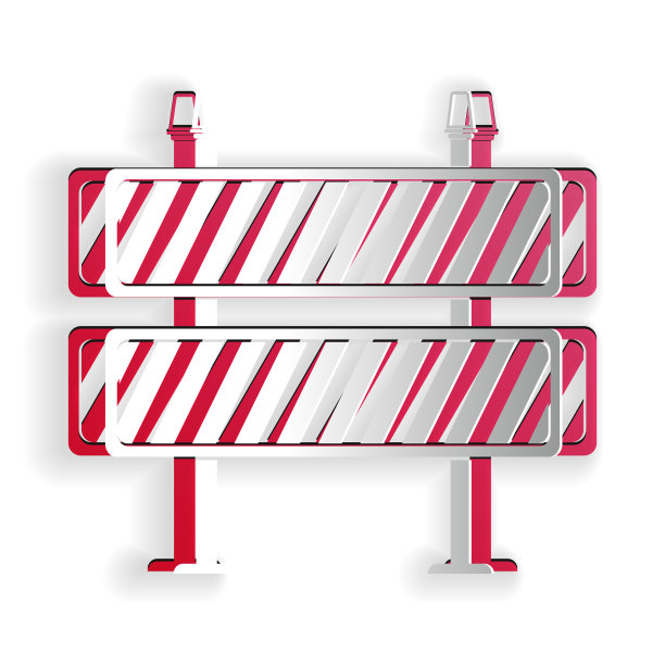 剪纸道路路障图标孤立在白色图片下载