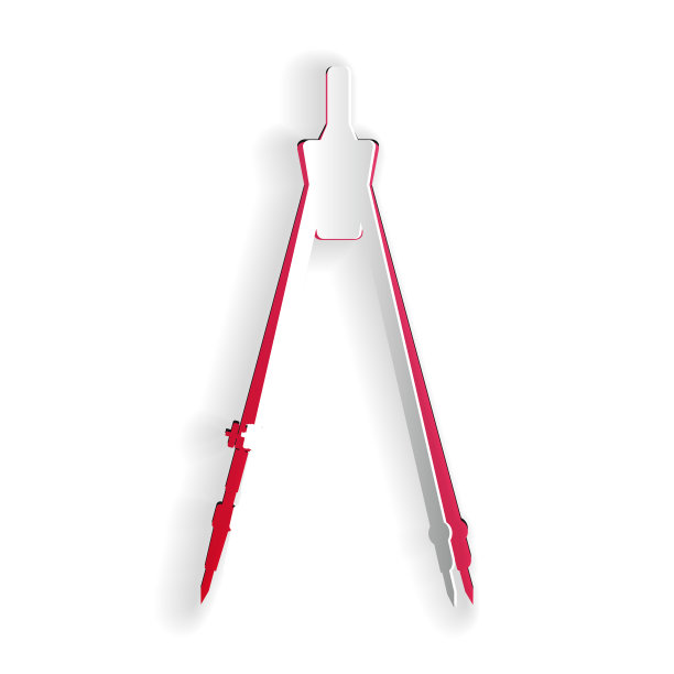 剪纸绘图罗盘图标孤立在白色图片下载