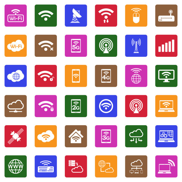 无线图标。广场上的白色平面设计。矢量插图。图片下载