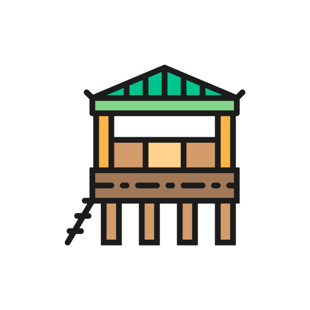 传统的海滨别墅水上平房图片下载