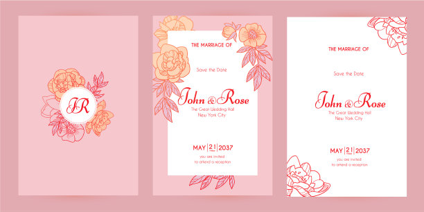 婚礼请柬集牡丹花和图片下载