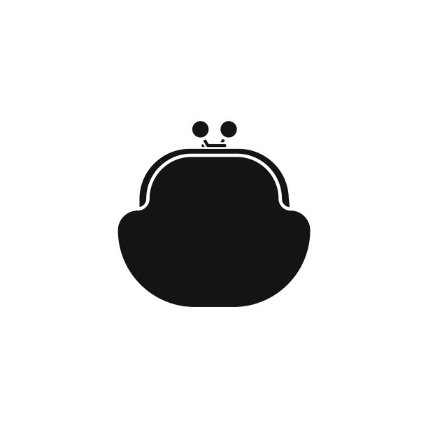 矢量图标的复古设计钱包与扣。黑色剪影孤立在白色背景，平面最小设计，eps 10。图片下载