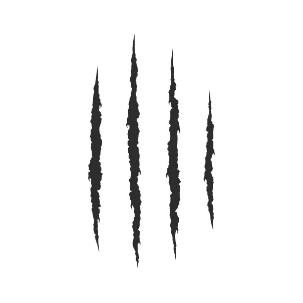 抓挠爪子图标。动物爪子上的黑色抓痕孤立在白色背景上。矢量图图片下载