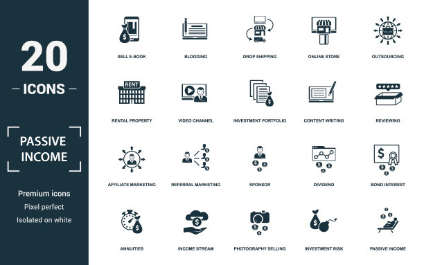 被动收入图标设置单色标志图片下载