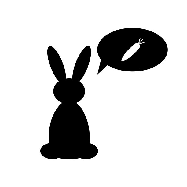 兔子梦到胡萝卜的剪影向量黑色图片下载