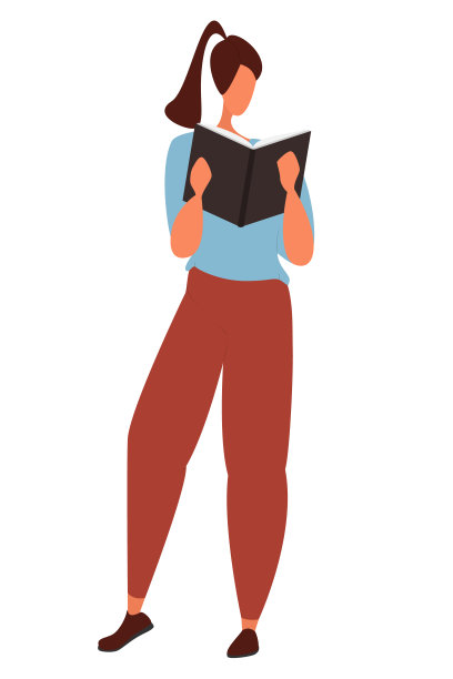 一位穿蓝色毛衣的妇女正在看书。图片下载