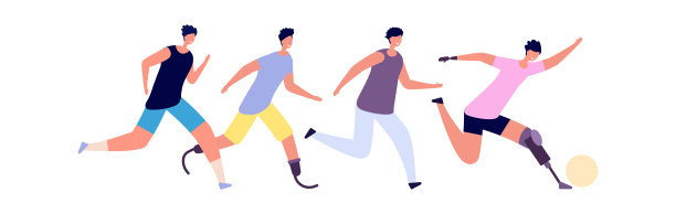 残疾儿童的集成。无障碍环境，残疾儿童踢足球。不同的年轻男孩，残疾人矢量概念图片下载