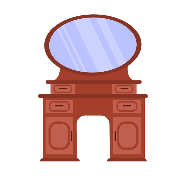 单一的古董梳妆台在平面卡通风格。矢量图标的复古家具的卧室和客厅。矢量图被隔离在白色背景上。图片下载