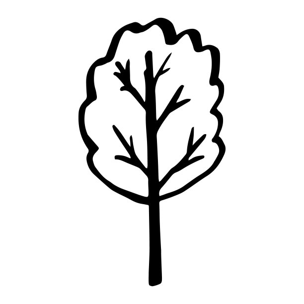 单向量树，手绘涂鸦剪贴画。轮廓图标图片下载