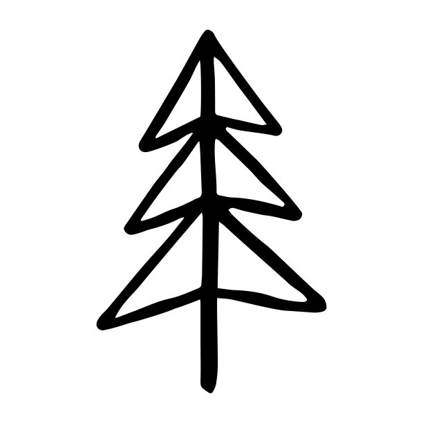 单向量树，手绘涂鸦剪贴画。轮廓图标图片下载