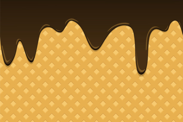 矢量华夫饼背景与巧克力冰淇淋滴。平面设计。现实的华夫饼表面为您的设计的各种目的。冰淇淋,巧克力图片下载