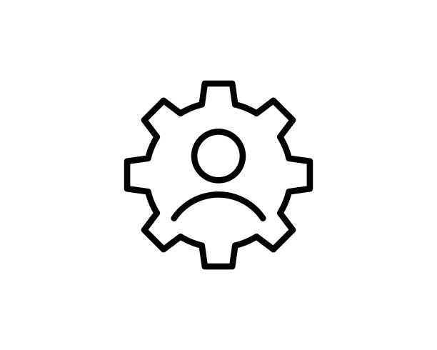 齿轮和人图标适合信息图形，网站和印刷媒体。彩色矢量，平面图标，剪贴艺术。图片下载