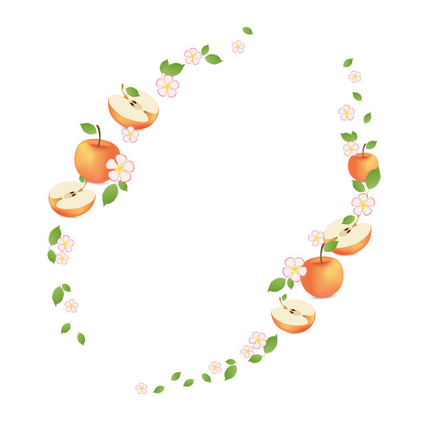 向量椭圆框架装饰与苹果构成与绿叶。明信片、邀请等。用于各种目的图片下载