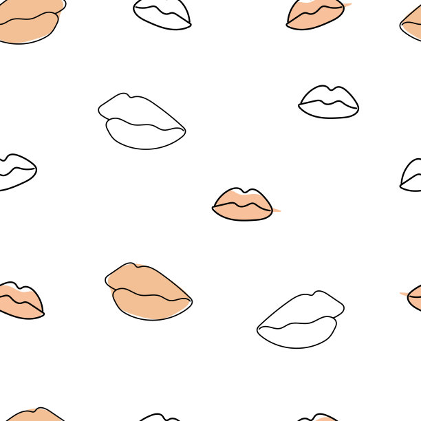 无缝模式与不同形状的女性丰满的嘴唇在白色的背景上柔和的颜色。适用于织物、纺织品、美容美发、封面、餐巾纸等印刷。现代向量插图。图片下载