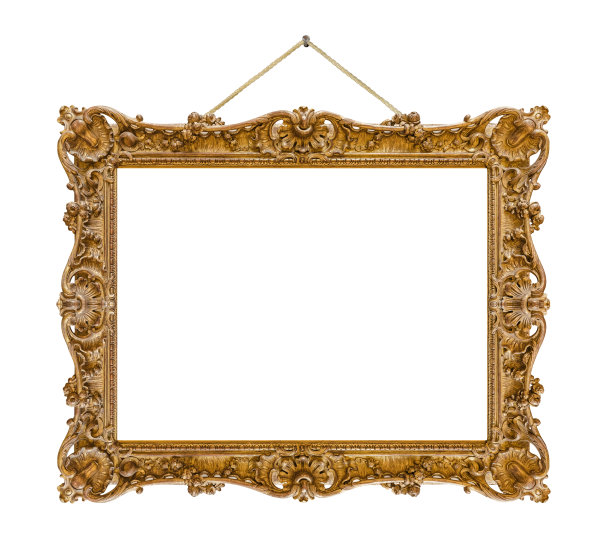 用绳子吊着的旧木制画框图片下载