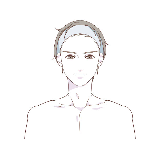 男性美容图像插图与发带。向量。图片下载