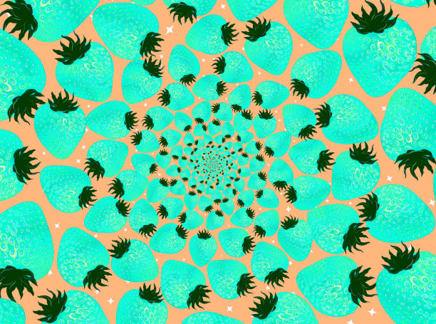 现代的草莓。米色背景上的绿色草莓。布料上的夏季印花。图片下载