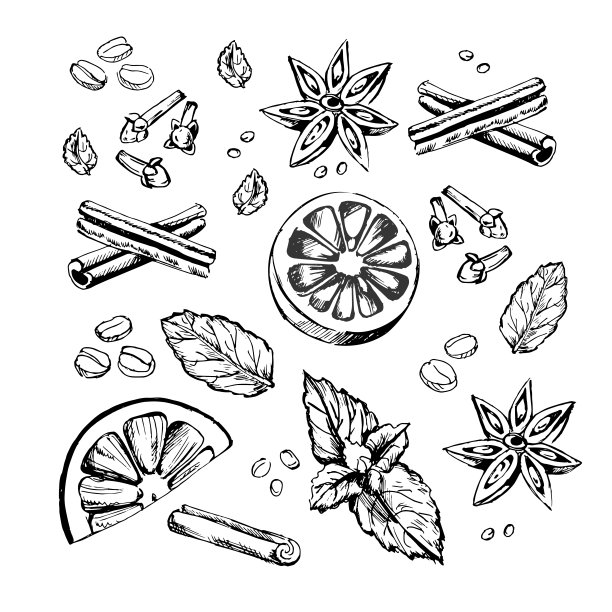 一套加热红酒和咖啡豆的原料。图片下载