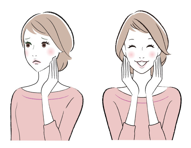 一组关于一个女人感到快乐和担心的插图图片下载