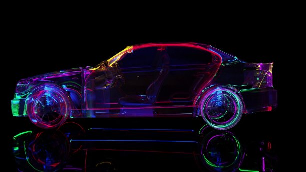 霓虹灯玻璃车图片下载