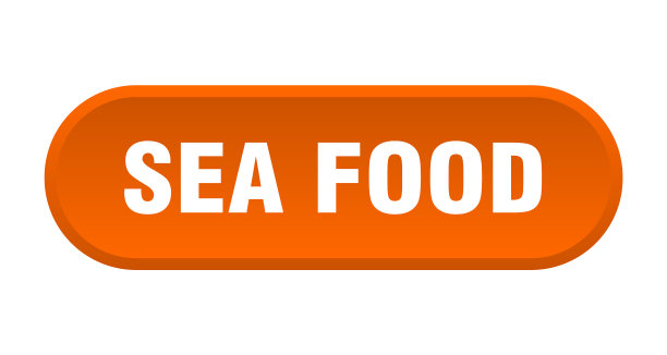 海鲜按钮圆形标志白色背景图片下载