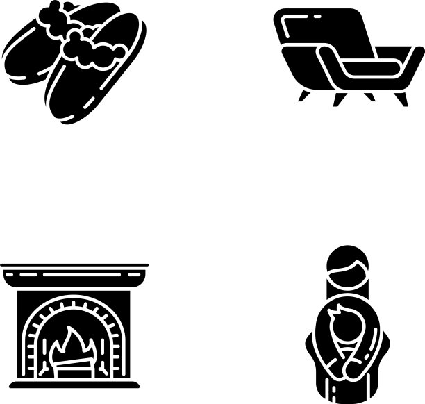 舒适情绪黑色字形图标设置在空白图片下载