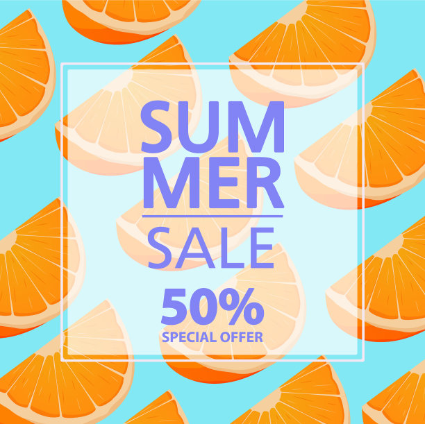 夏季销售横幅提供50折扣网站图片下载