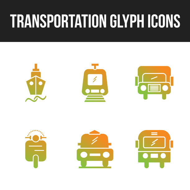 独特的交通标志Glyph 6图标集图片下载