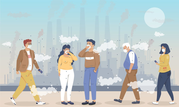 因污染而戴口罩的人群图片下载