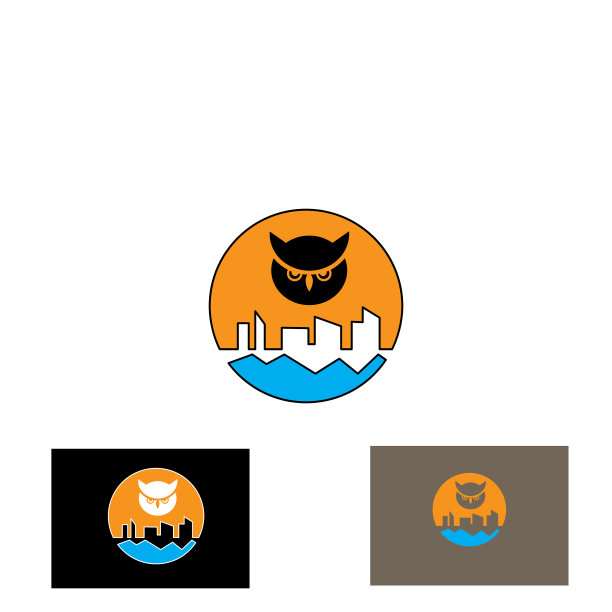 猫头鹰标志色彩城市建筑设计图片下载