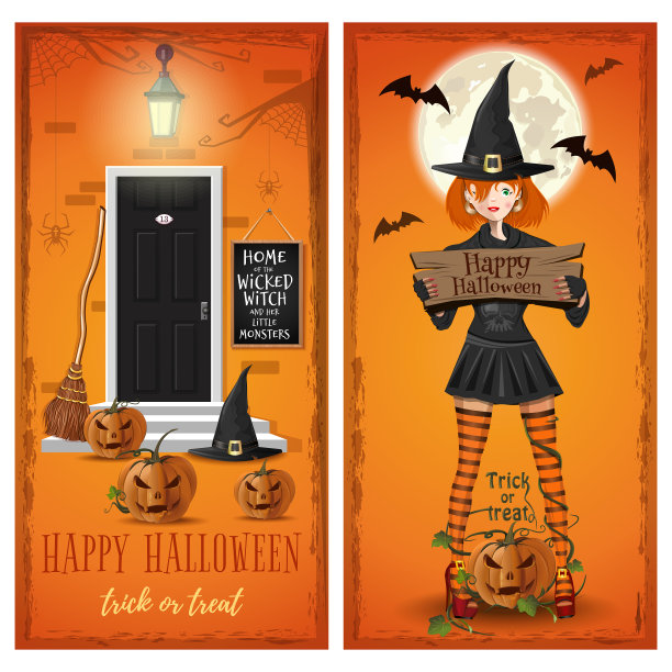 万圣节贺卡与鬼屋图片下载