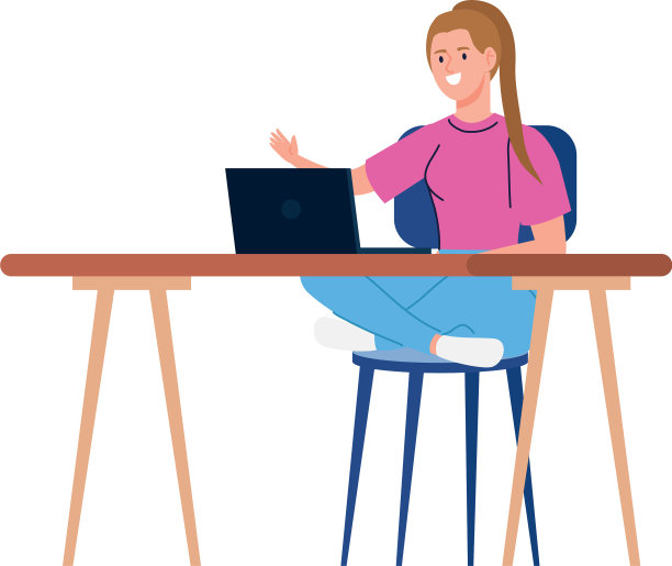 用笔记本电脑在办公桌上工作的女人图片下载