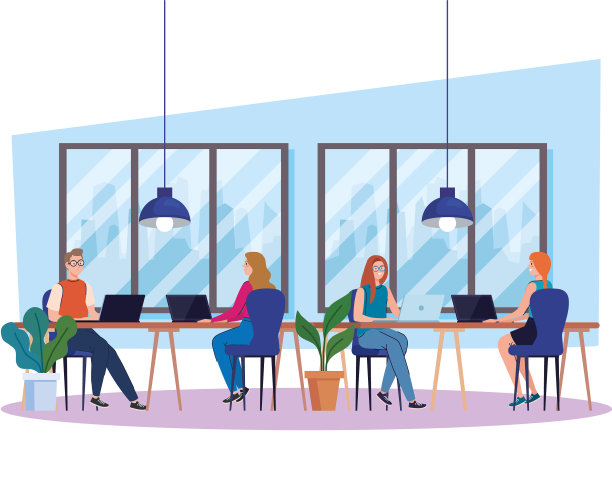 共同工作空间的人与笔记本电脑在大图片下载