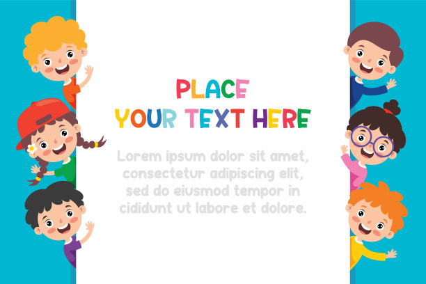 有趣的孩子摆着一个空白的相框图片下载