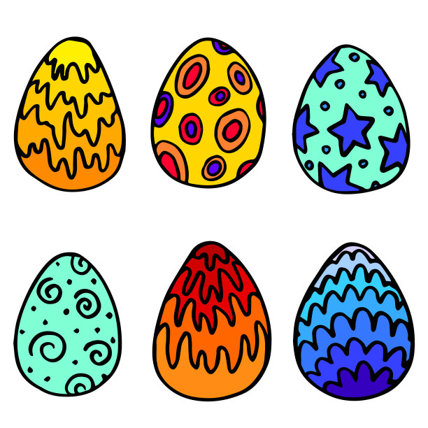 涂paschal鸡蛋贴纸设置在白色图片下载