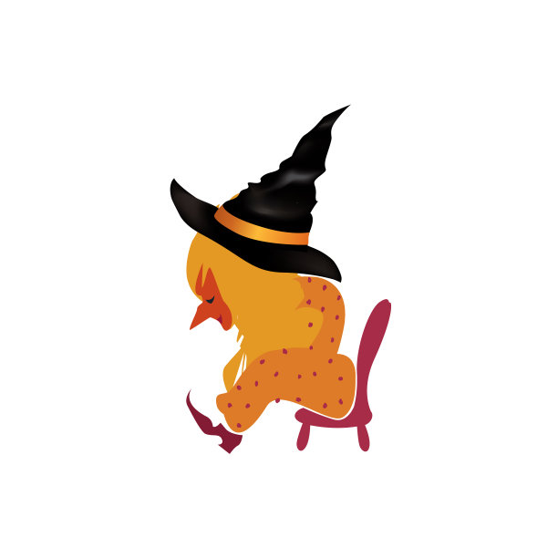 小女巫坐在绑着的小椅子上图片下载