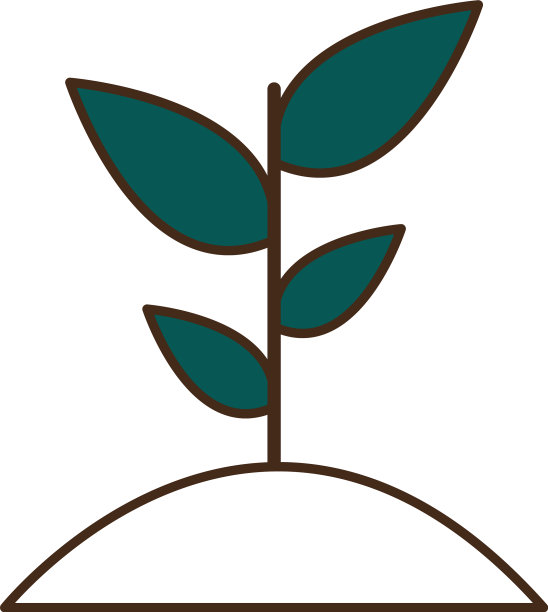 植物在地球线和填充样式图标图片下载