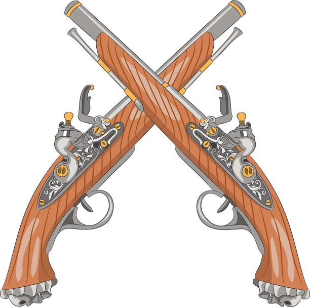 两支老式燧发枪图片下载
