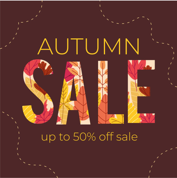 秋季销售海报与字母在棕色图片下载
