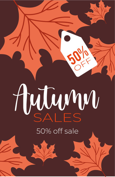 秋季促销海报，有文字和半价图片下载