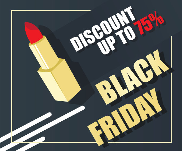 印有文字口红的黑色星期五促销标语图片下载
