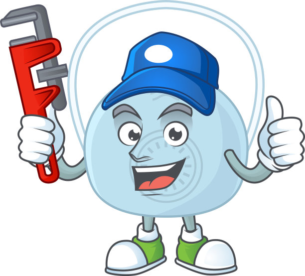吉祥物设计的呼吸面罩，像聪明的水管工图片下载
