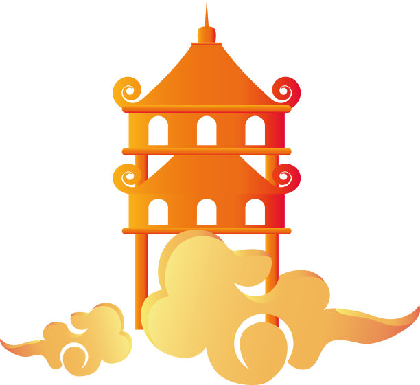 中国宝塔建筑，宫殿上白图片下载