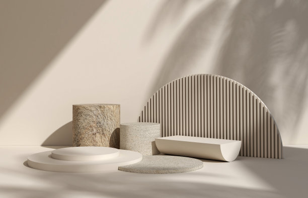 博物馆产品展示架或台座，置于空白背景的广告上。3 d渲染。图片下载