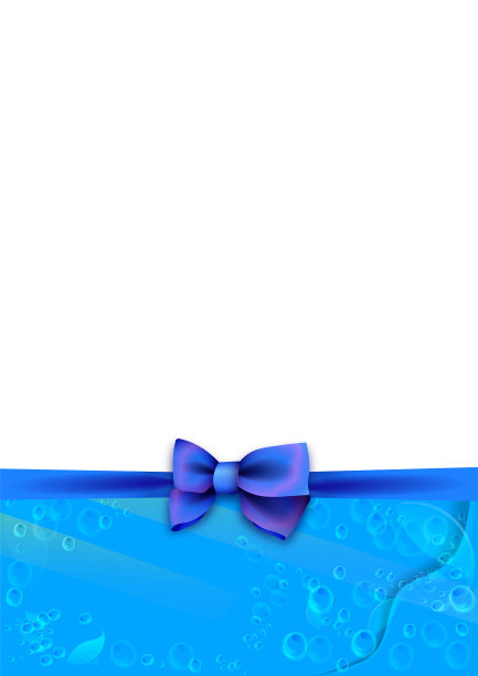 模板节日背景与蓝色丝绸蝴蝶结图片下载