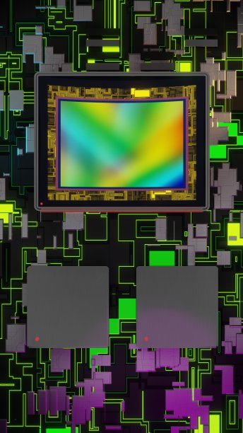 PCB上的数码相机曲面传感器，原型3D渲染图片下载