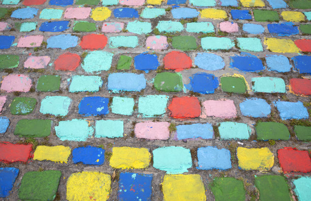 彩色的鹅卵石街道-拉博卡布宜诺斯艾利斯图片下载