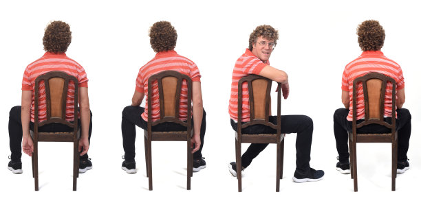 同一人的后视图在白色背景图片下载