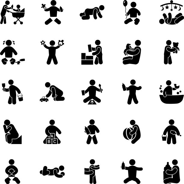 童年活动字形图标包图片下载