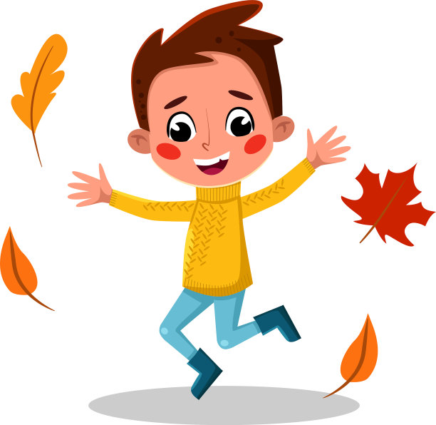 女孩玩秋天的树叶孩子跳图片下载